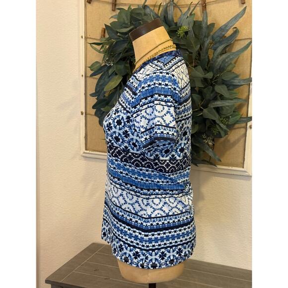 TOMMY BAHAMA Blue Patterned Top Shirt Women size S - Picture 3 of 7